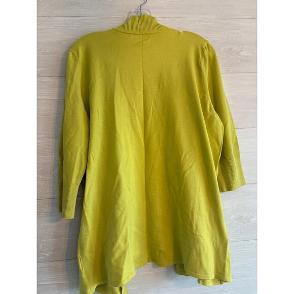Laura Ashley Neon Yellow Green Short Sleeve Cardigan Sweater - Picture 5 of 5